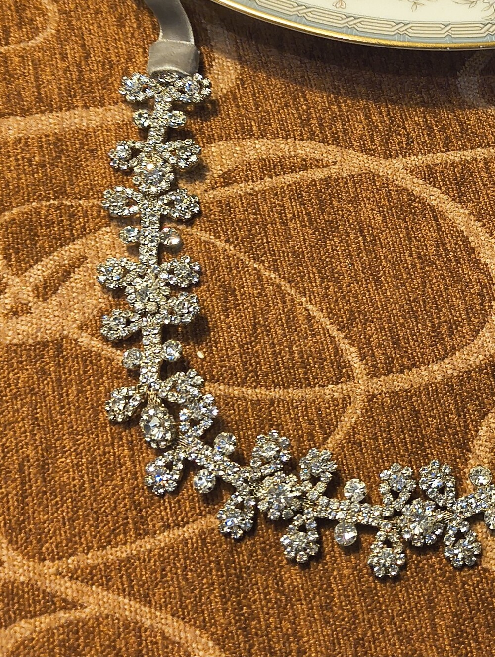 Rhinestone Ferronniere Boho  Bridal Headband - Picture 5 of 7